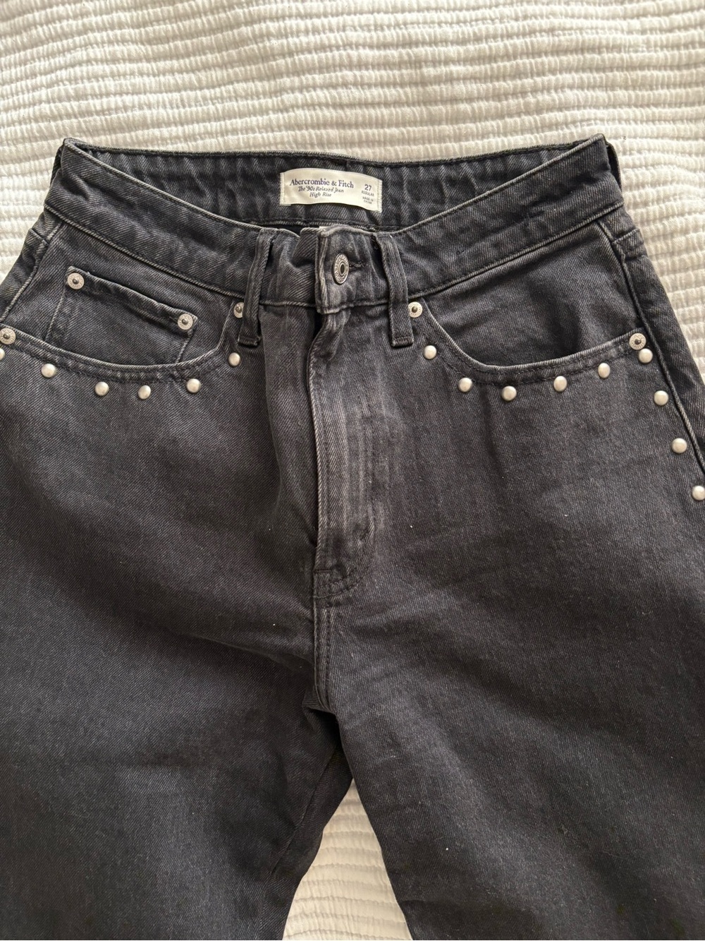 Abercrombie & Fitch Black Jeans with Silver Stud Accents